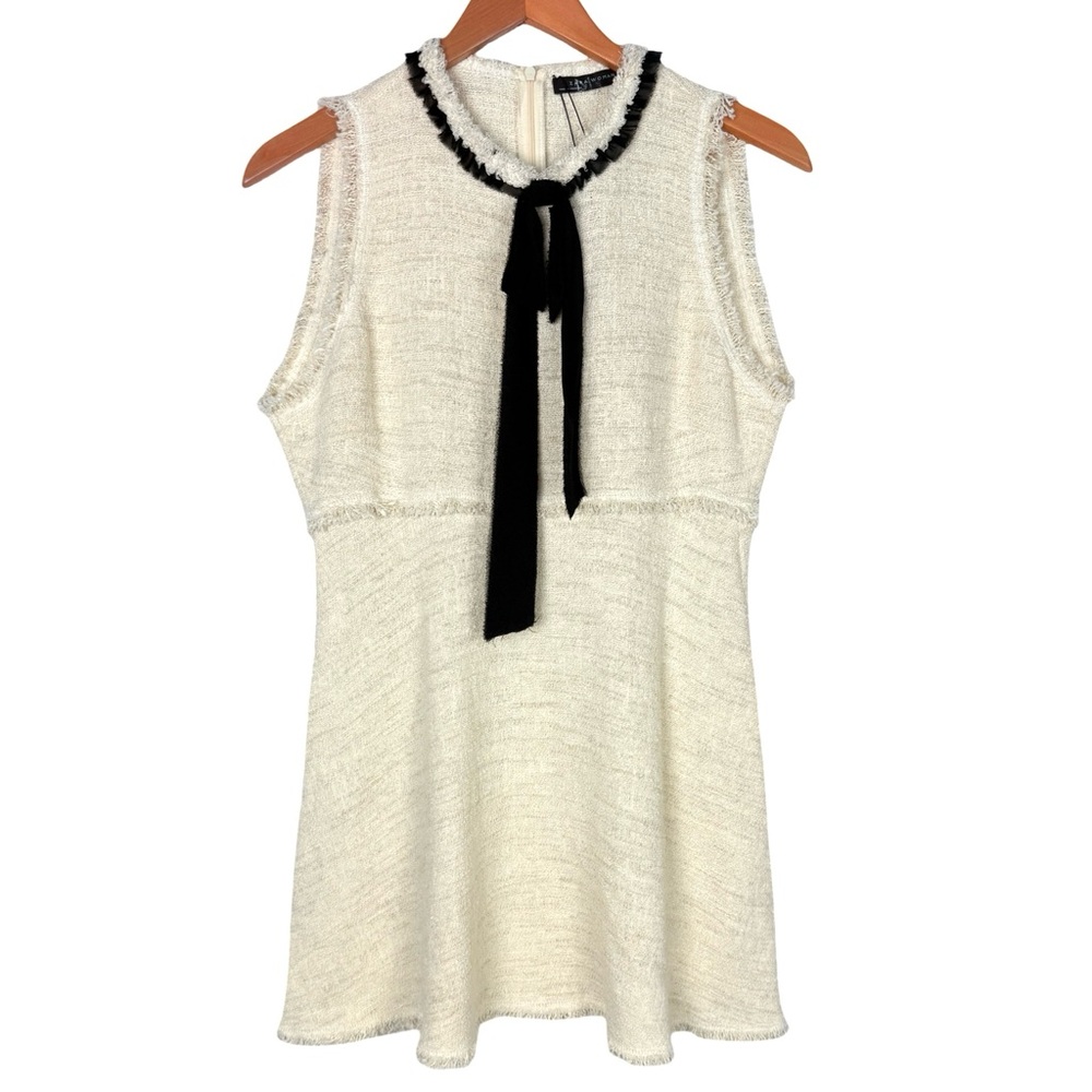 Zara Tweed Mini Sleeveless Dress Bow
Cream & Black Preppy Coquette NWT - Picture 2 of 12